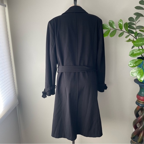Jones New York Dressy Trench Coat Jacket Belt Double Breasted Black Size Small - Picture 2 of 10